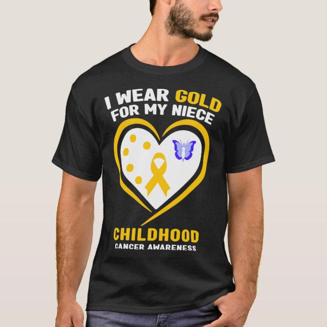 Ich trage Gold für meine Nichte Kinderkrebsvorführ T-Shirt (Vorderseite)