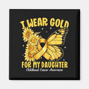 Ich trage Gold für meine Tochter Gold Ribbon-Kindh Magnet