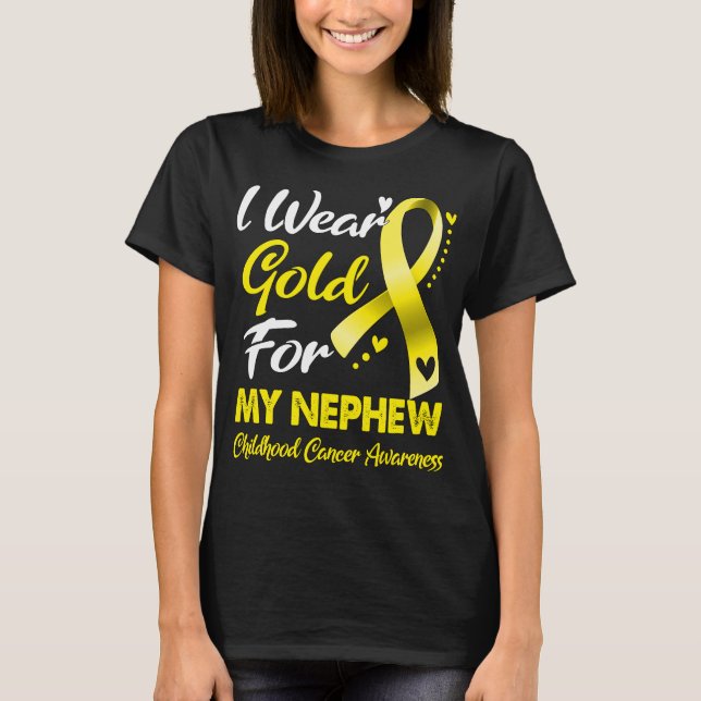 Ich trage Gold für meinen Nephew-Kinderkrebs T-Shirt (Vorderseite)