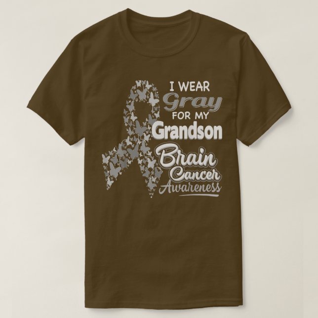 Ich trage Grau für meine Grandson Brain Cancer Awa T-Shirt (Design vorne)