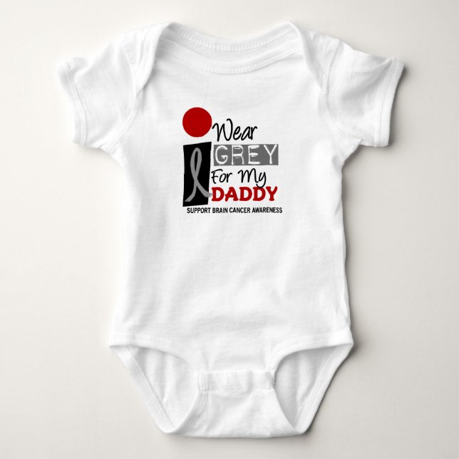 Ich trage Grau für meinen Vati 9 HIRNTUMOR Baby Strampler (Vorderseite)