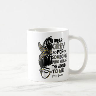 Ich trage Gray Ribbon Messy Bun Brain Cancer Aware Kaffeetasse