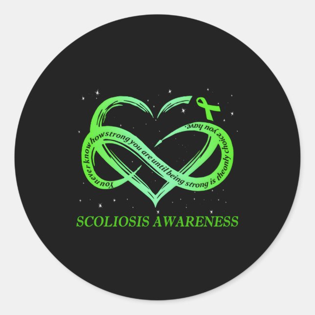 Ich trage Green für Scoliose Awareness Warrior Runder Aufkleber (Vorderseite)