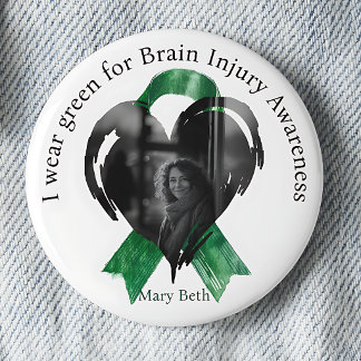Ich trage Grün für das Bewusstsein für Hirnverletz Button