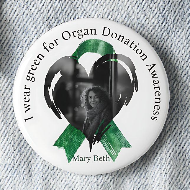 Ich trage Grün für das Bewusstsein für Organspende Button (Von Creator hochgeladen)