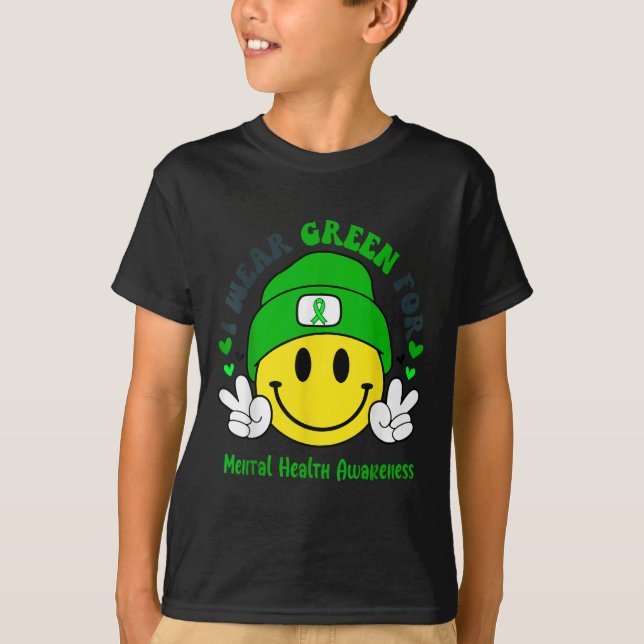 Ich trage Grün für das Bewusstsein für psychische  T-Shirt (Vorderseite)