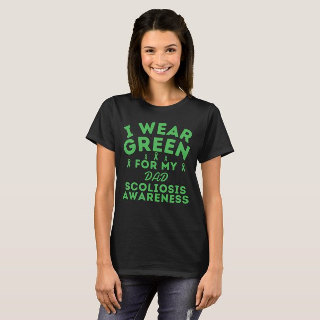 Ich trage Grün für meine Vater-Skoliose anpassen T-Shirt (Vorne ganz)