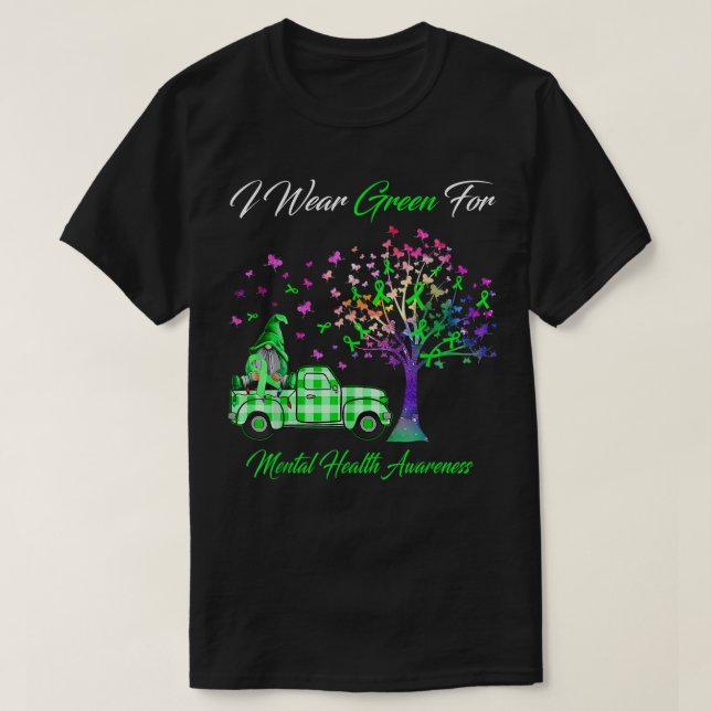 Ich trage grünen Mental Health Awareness Gnomes Tr T-Shirt (Design vorne)