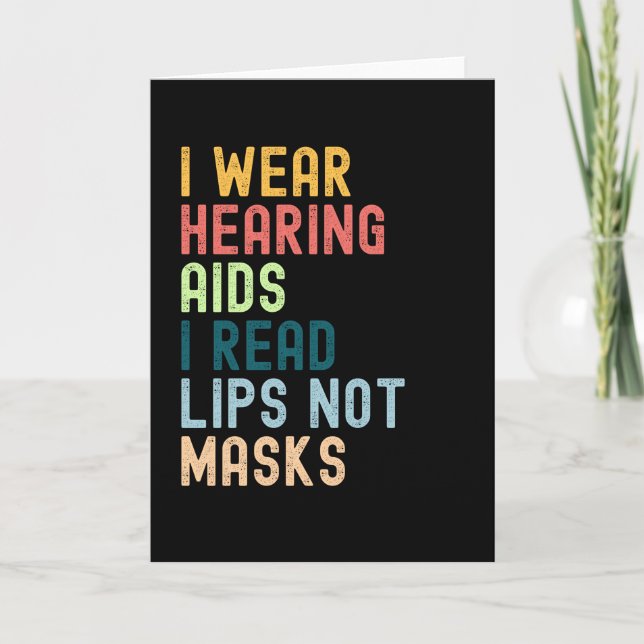 Ich trage Hörhilfen, Lippen ohne Masken Karte (Vorderseite)