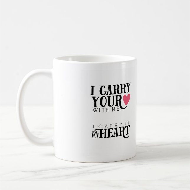 ich trage Ihr Herz mit mir | rosa Herz Kaffeetasse (Links)
