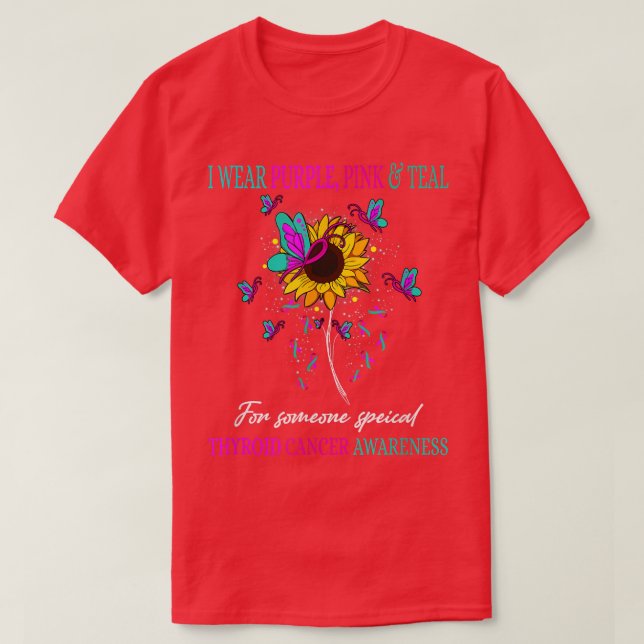 Ich trage Lila Aquamarin-rosa Schilddrüsenkrebs-Be T-Shirt (Design vorne)