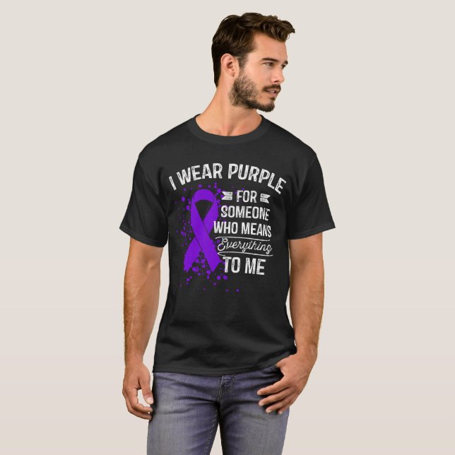 Ich trage Lila - Bewusstseins-lila Band-Geschenk T-Shirt (Vorne ganz)