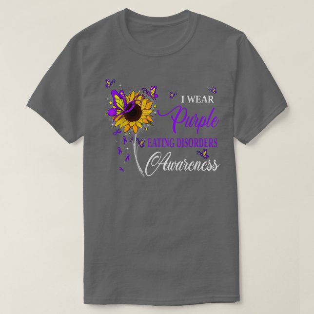 Ich trage Lila Essstörungen Bewusstsein Sonnenblum T-Shirt (Design vorne)