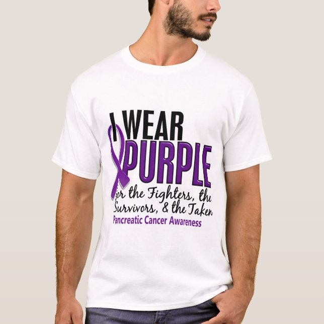 Ich trage lila FST 10 pankreatischen Krebs T-Shirt (Vorderseite)