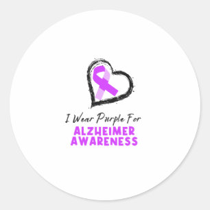 Ich trage Lila für Alzheimer-Bewusstsein Runder Aufkleber