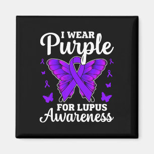 Ich trage Lila für den Lupus-Schmetterling Magnet