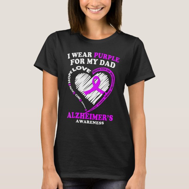 Ich trage Lila für die Alzheimer-Demenz-Ära meines T-Shirt (Vorderseite)