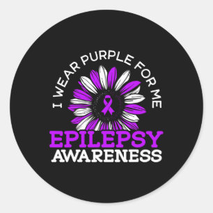 Ich trage Lila für Epilepsie Anfall Epilepsie Aw Runder Aufkleber