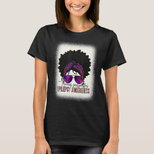 Ich trage Lila für Epilepsie Awareness Messy Bun F T-Shirt