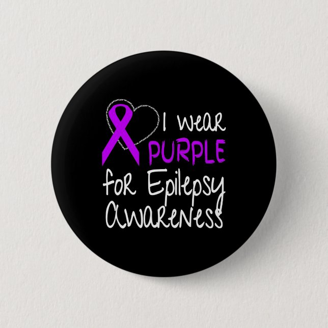 Ich trage Lila für Epilepsie Awareness Ribbon Button (Vorderseite)