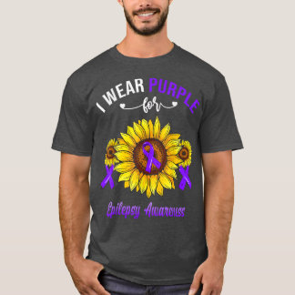 Ich trage Lila für Epilepsie Awareness Sunflower  T-Shirt