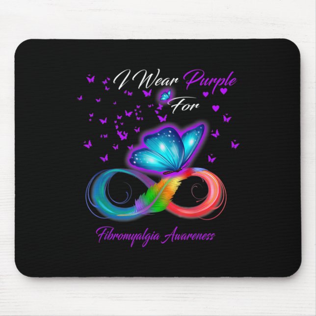Ich trage Lila für Fibromyalgie-Bewusstsein 2024 G Mousepad (Vorne)