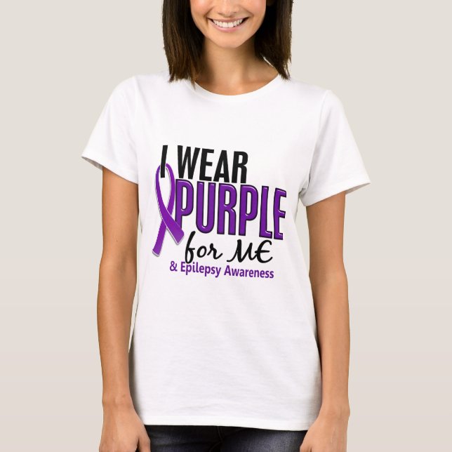 Ich trage Lila für ME 10 Epilepsie T-Shirt (Vorderseite)