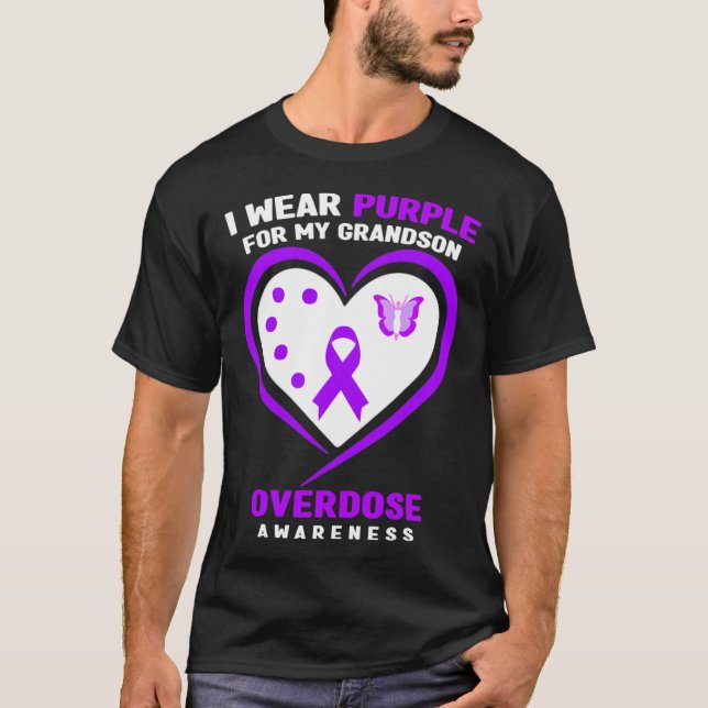 Ich trage Lila für mein Grandson-Überdosierungsbew T-Shirt (Vorderseite)