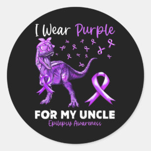 Ich trage Lila für mein Onkel Epilepsie Awareness Runder Aufkleber