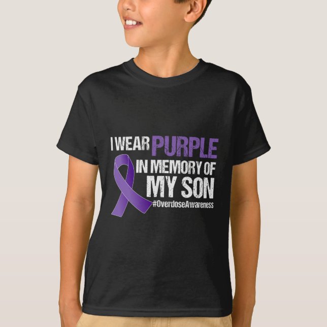 Ich trage Lila für mein Son-Überdosierungsbewussts T-Shirt (Vorderseite)