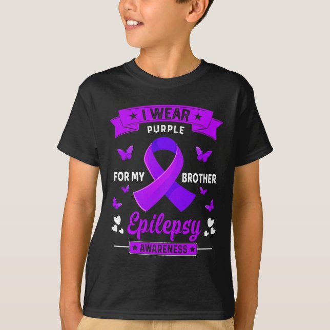 Ich trage Lila für meine Brother Epilepsy Awarenes T-Shirt (Vorderseite)