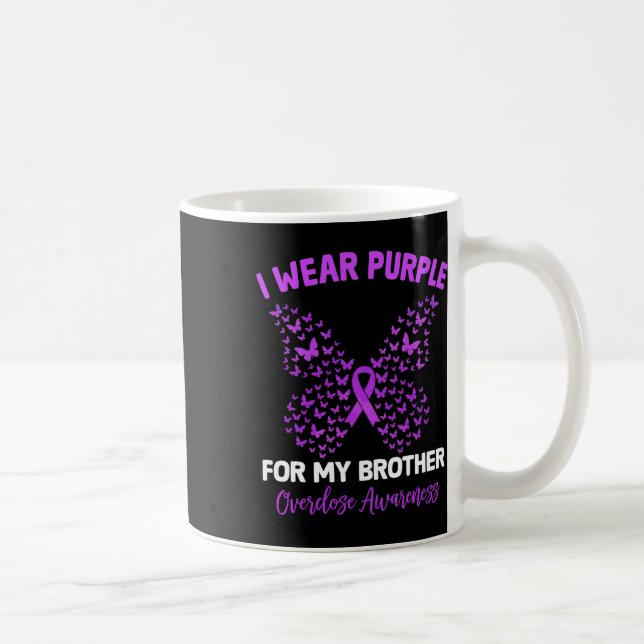 Ich trage Lila für meine Bruderüberdosis-Bewusstse Kaffeetasse (Rechts)
