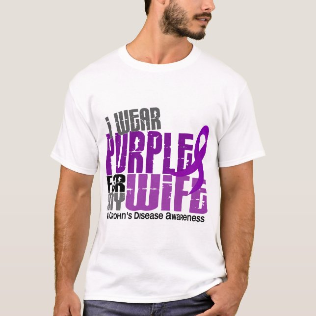 Ich trage Lila für meine Ehefrau6 Crohns Krankheit T-Shirt (Vorderseite)