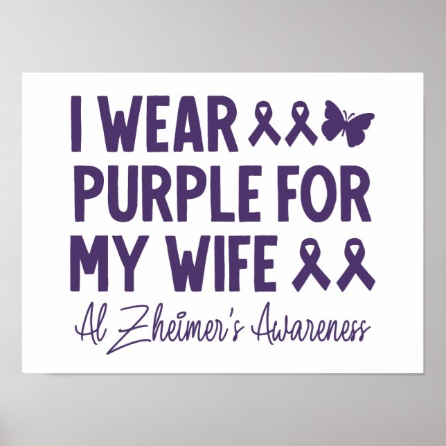 Ich trage Lila für meine Ehefrau Alzheimer's Aware Poster (Vorne)
