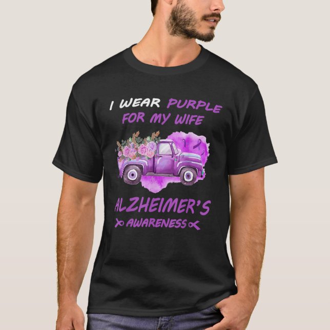Ich trage Lila für meine Ehefrau Alzheimer's Aware T-Shirt (Vorderseite)