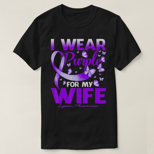 Ich trage Lila für meine Ehefrau Lupus Awareness B T-Shirt (Design vorne)