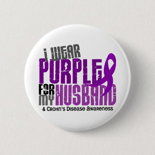 Ich trage Lila für meine Ehemann6 Crohns Krankhei Button