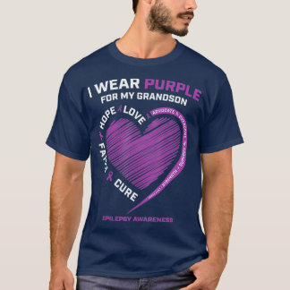 Ich trage Lila für meine Enkel Epilepsie Awareness T-Shirt