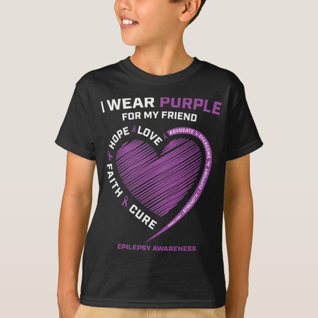 Ich trage Lila für meine Freundin Epilepsy Awarene T-Shirt (Vorderseite)