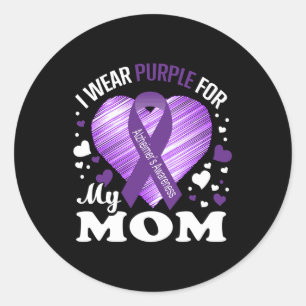 Ich trage Lila für meine Mama Alzheimer Awareness Runder Aufkleber