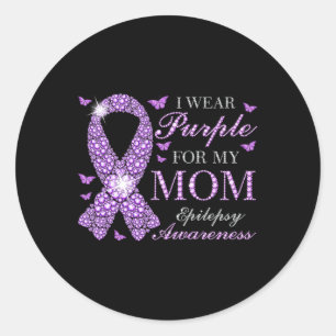 Ich trage Lila für meine Mama Epilepsie Awareness Runder Aufkleber