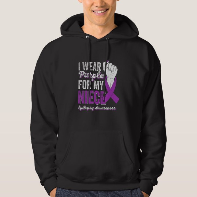 Ich trage Lila für meine Nichte Ribbon Epilepsie A Hoodie (Vorderseite)