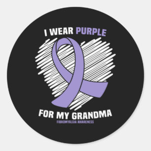 Ich trage Lila für meine Oma Fibromyalgie Awarenes Runder Aufkleber