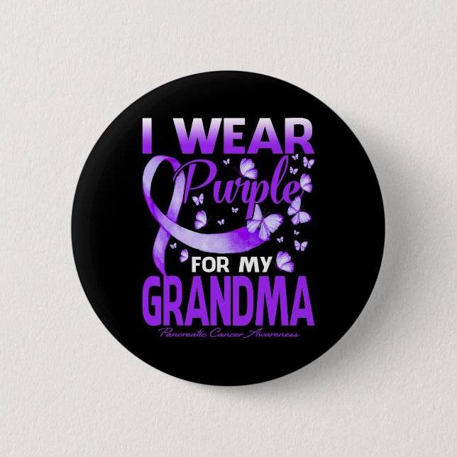 Ich trage Lila für meine Oma Pankreaskrebs Awa Button (Vorderseite)