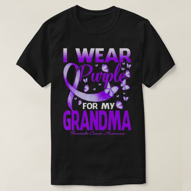 Ich trage Lila für meine Oma Pankreaskrebs Awa T-Shirt (Design vorne)