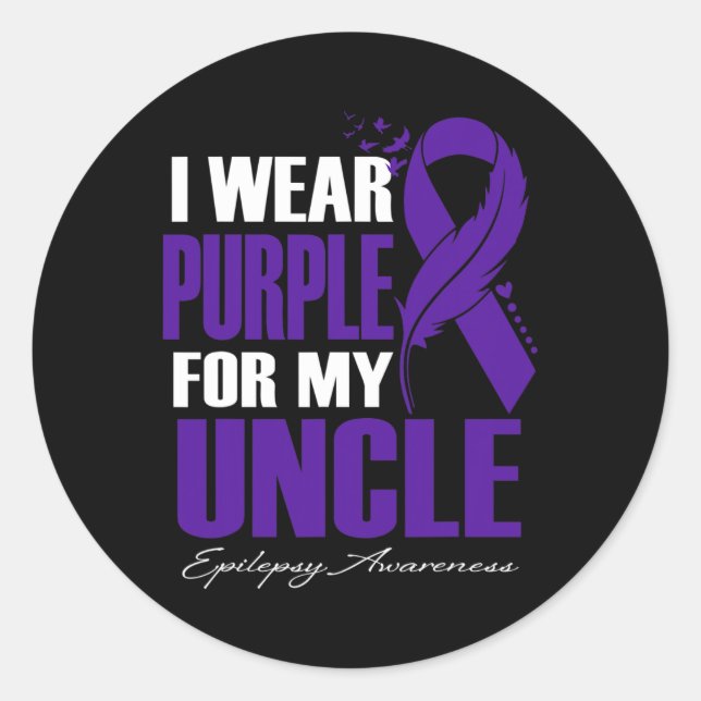 Ich trage Lila für meine Onkel-Epilepsie-Awareness Runder Aufkleber (Vorderseite)