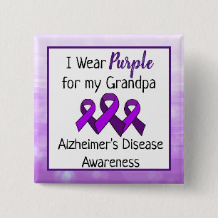 Ich trage Lila für meine Opa Alzheimer-Krankheit Button