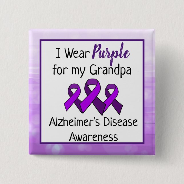 Ich trage Lila für meine Opa Alzheimer-Krankheit Button (Vorderseite)