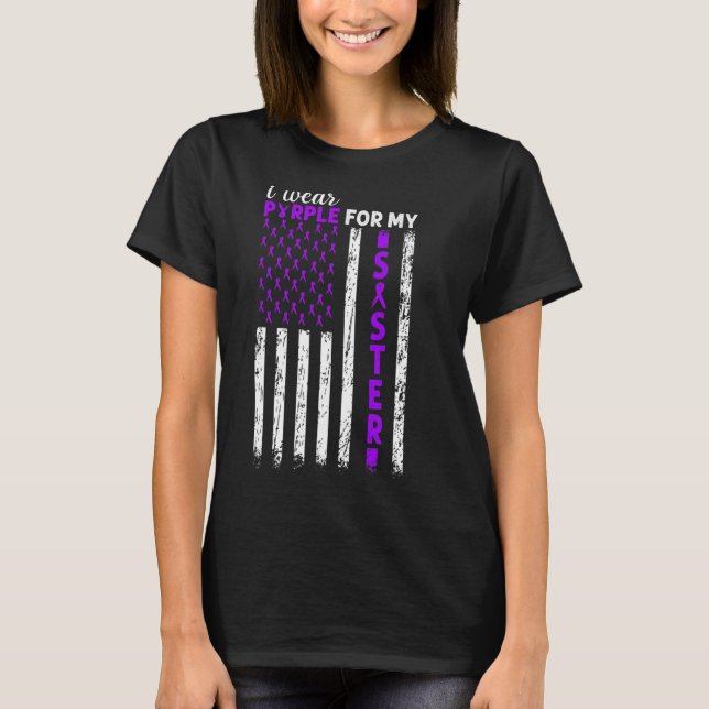 Ich trage Lila für meine Schwester Bauchspeicheldr T-Shirt (Vorderseite)