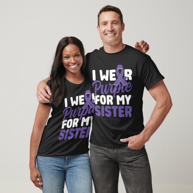 Ich trage Lila für meine Schwesternwerbeband T-Shirt (Unisex)